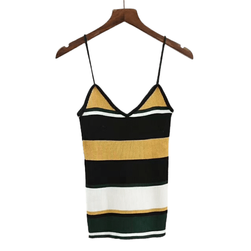 ROMWE Color Block Stripe Cami Top Casual Ribbed Camisole