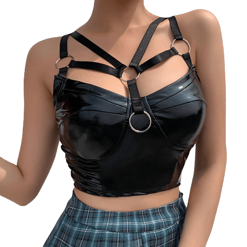 Women's Hollow Cross Leather Suspender Top