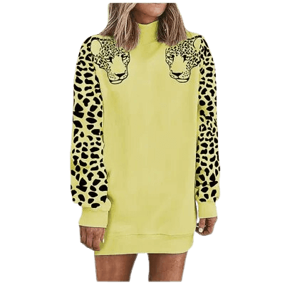 Casual High Neck Top Leopard