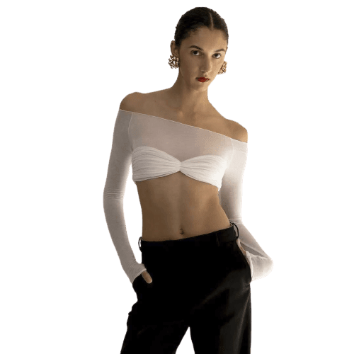 Women's Slim Fit Navel Pleated Wrap Top