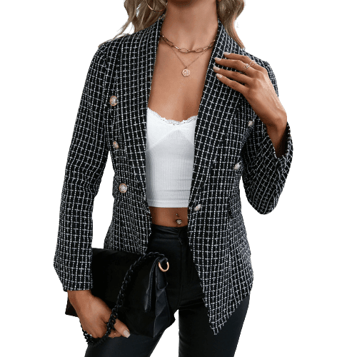 Slim Fit Double Breasted Temperament Commuter Jacket Top Women